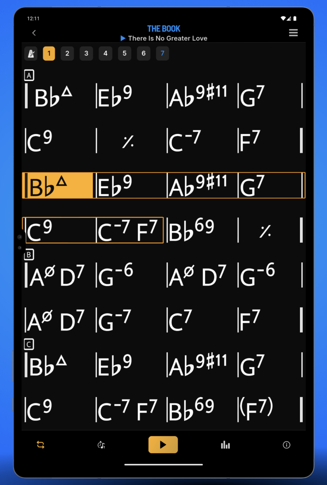 A chord chart in The Feel Book